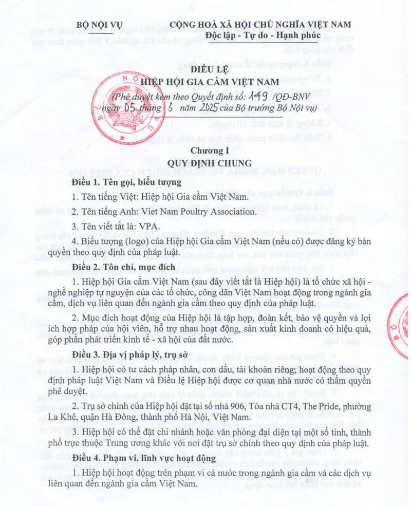 Điều lệ Hiệp hội Gia cầm